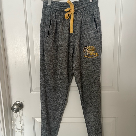IFBB Pro Black Marled Joggers with Yellow Accents, M - Picture 2 of 7